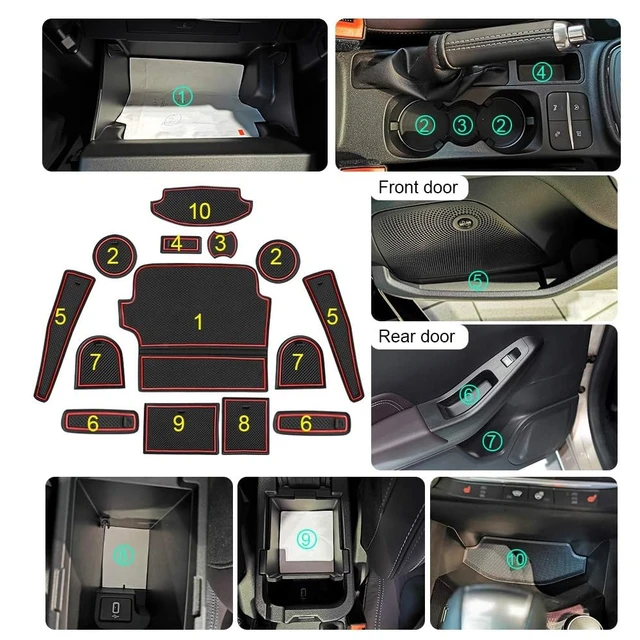 SHAOHAO Compatible with Ford Fiesta MK8 2017 2018 2019 2020 2021 2022 2023  Anti-Dust Non-Slip Inner Door, Cup, Arm Box, Storage Mat Inner Door Rubber