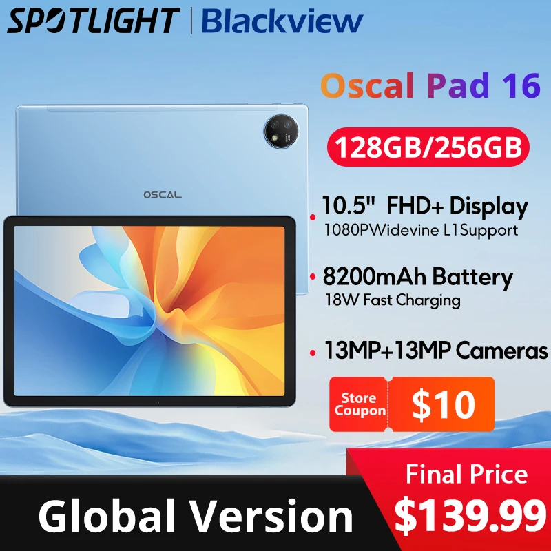 1948 World Muslimah Oscal Pad 16 Tablet 10.5 ''Fhd + Display 8Gb 128Gb/256Gb 8200Mah Unisoc T606 Octa Core 13Mp Fotocamera