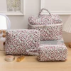 3pcs/set Storage Organizer Floral Quilted Makeup Bags Cotton Padded Cosmetic Bag Large Travel Toiletry Bag Women Zipper Wash Bag 3