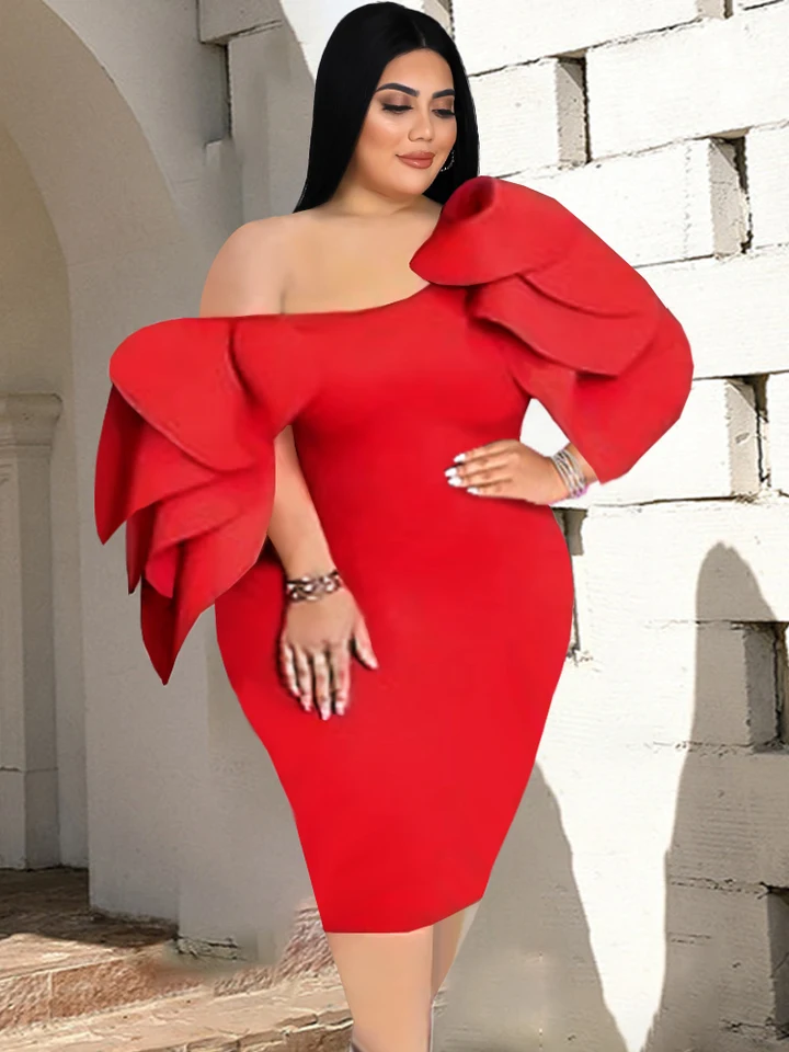 Plus Size Red Dresses Special Occasions | Red Plus Size Formal Dresses - Plus Size Dresses - Aliexpress