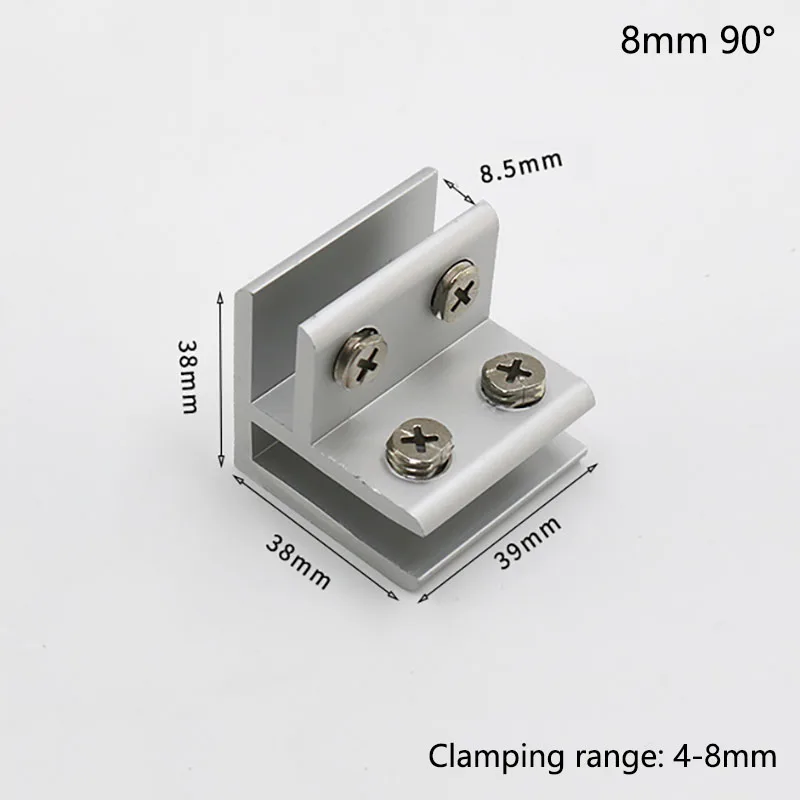Glass Shelf Clamp Holder Glass Fasteners Stainless Steel Clips Shelf Support Brackets Aluminum Glass Clamps 90 Degrees Shelves Support Bracket Clips DIY Hardware for 2 to 20mm Thickness Board Glass Acrylic