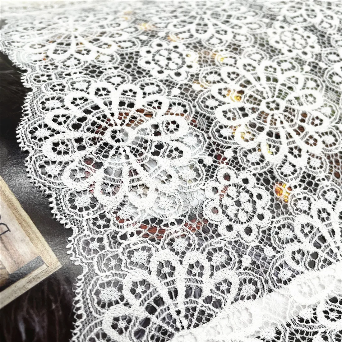 3y/lot Width 20cm White Elastic Stretch Lace Trim Clothing Sewing Craft DIY Apparel Fabric Lace Garment Accessory Lingerie 3