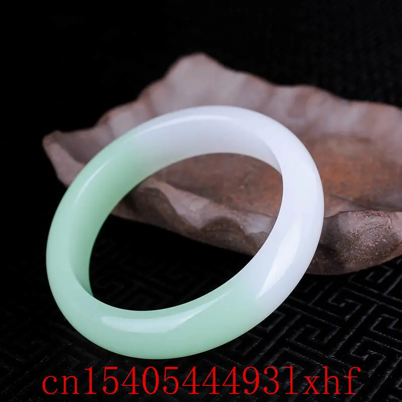 

Genuine Natural Green White Hetian Jade Bangle Bracelet Fashion Fine Jewelry Jadeite Designer Luxury Charm Amulet Gift for Women