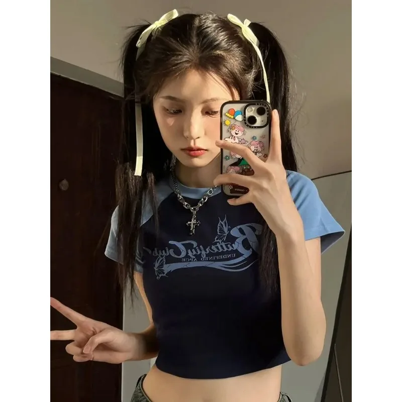 

Женская хлопковая футболка с коротким рукавом, круглым вырезом и принтом букв