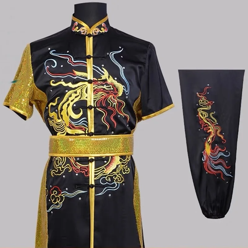 Sequin Embroidery Chinese Wushu Uniform Kung Fu Clothing Martial Arts Uniform Taichi Shaolin Training Performance Costume TA2057