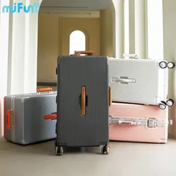 Mifuny Wide Tie Rod Aluminum Frame Travel Suitcases Female PC Trolley Male Large Capacity Business Rolling Luggage Boarding Box