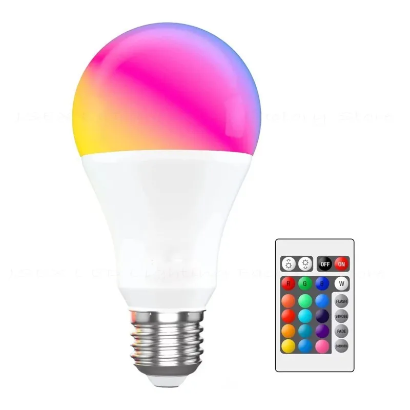 

E27 LED RGB Lamp Spotlight Bulb AC 85-265V Bombillas LED 5W 10W 15W IR Remote Control Led Bulb Smart Led RGBW Lamp Home Decor