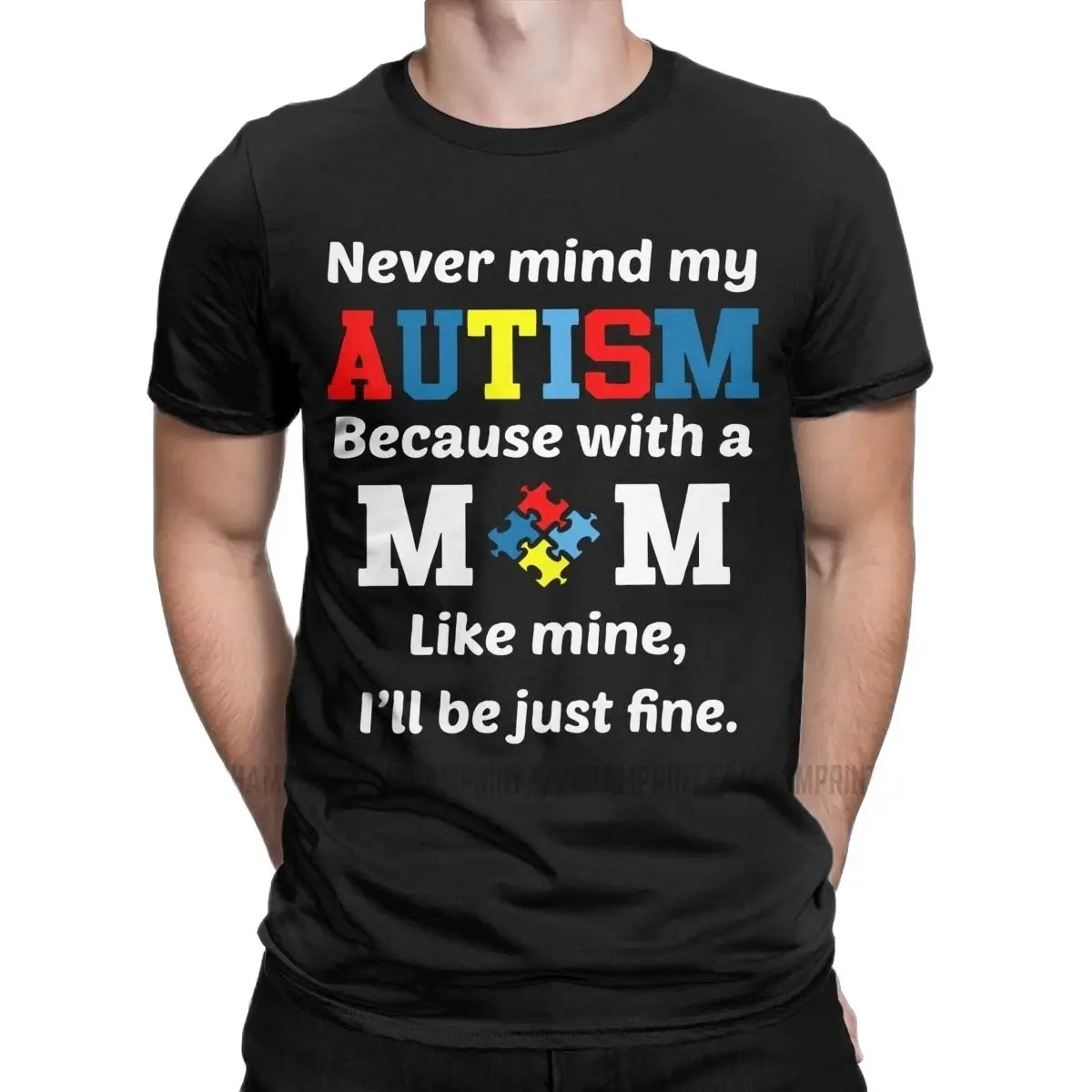 

Men's Autism Mom Child Autism Awareness Ribbon T Shirts Autismo Autistic Tops Funny Short Sleeve Crewneck Tees Plus Size T-Shirt