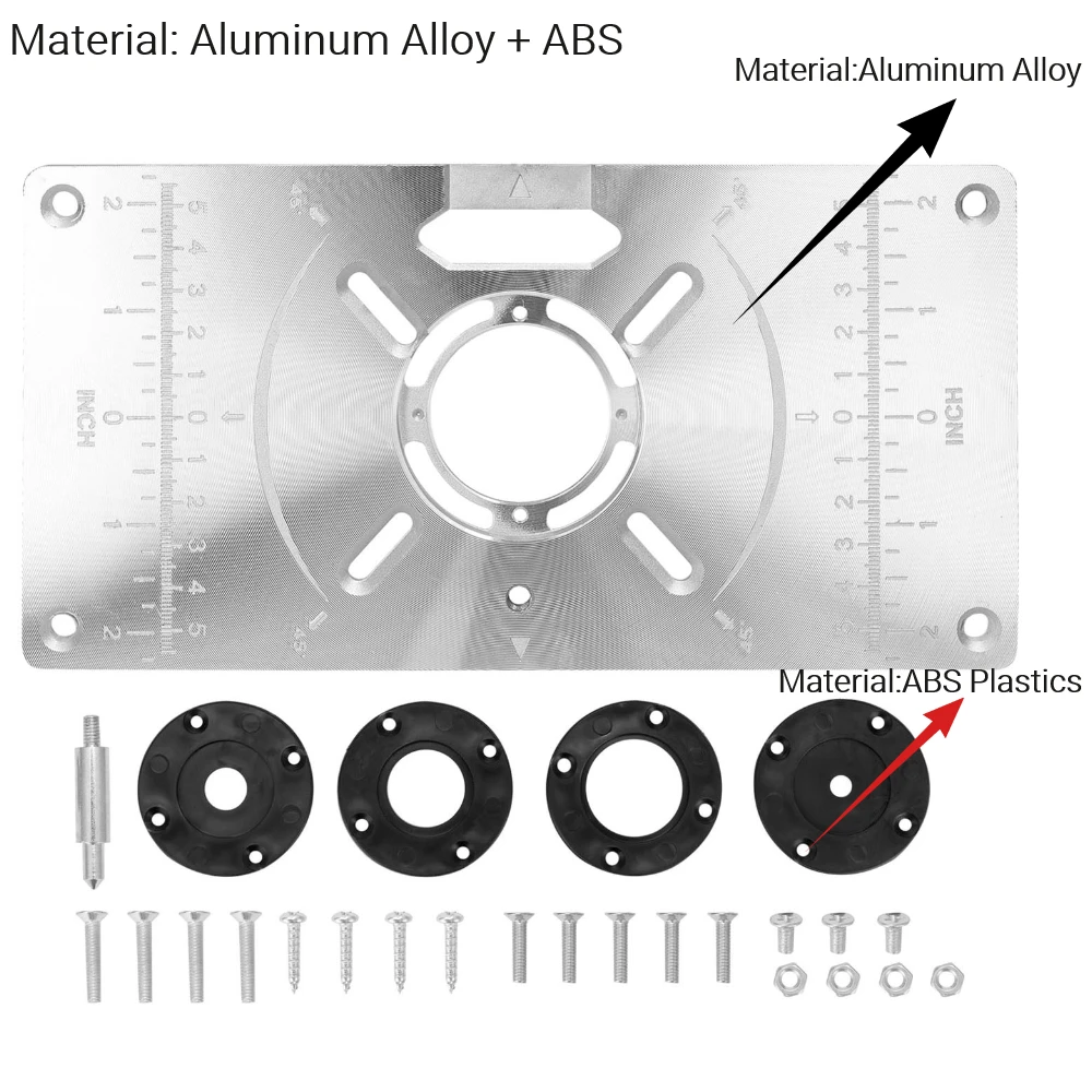 harbor freight woodworking bench Router Table Insert Plate Aluminum Trimming Machine Engraving Flip Board with 4 Rings for Woodworking wood routers for sale Woodworking Machinery