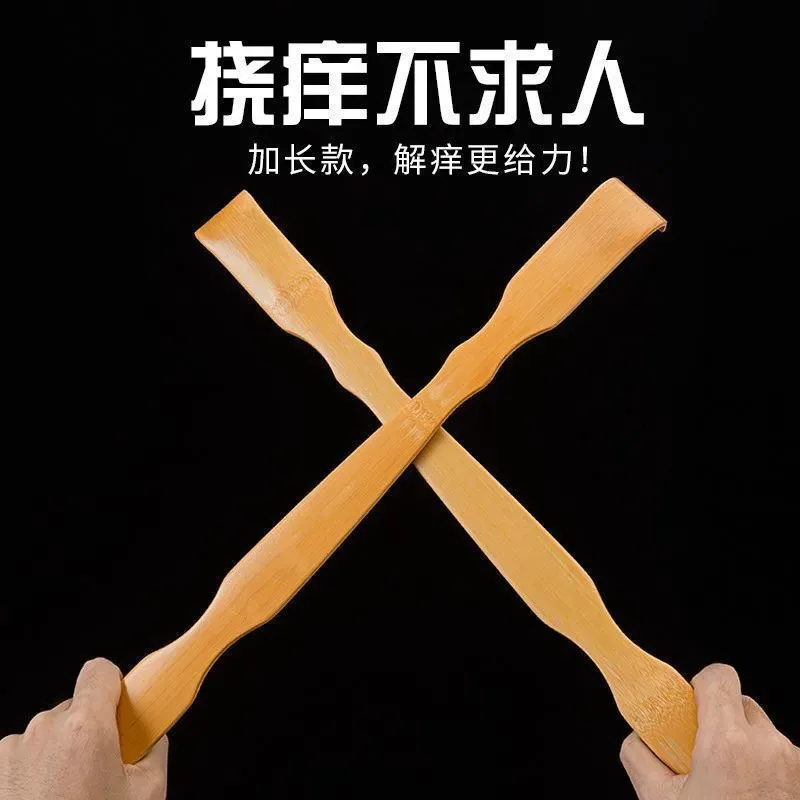 Bamboo back scratcher aid stick scratching massage roller long wooden body large stick for men and women back scratcher massager