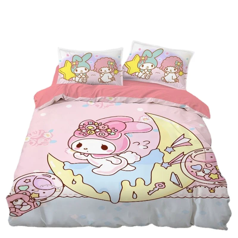 

Sanrio bed sheet skin-friendly four-piece bedding My melody cotton home textile quilt cover children's dormitory three-piece set