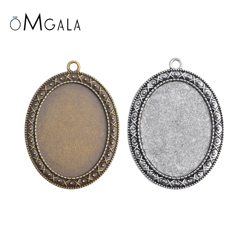 

New Fashion 5pcs 30x40mm Inner Size 2 Colors Baroque Style Cabochon Base Setting Charms Pendant Tray