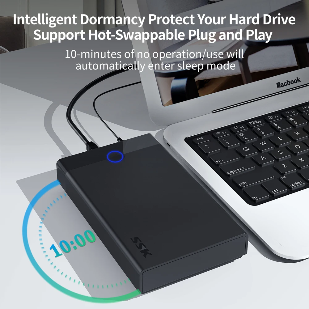 SSK 2.5/3.5 Inch External Hard Drive Enclosure Tool-Free SATA To USB 3.0 Hard Drive Docking Supports UASP TRIM 20TB For PC Case