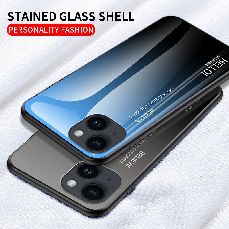 Vibrant Gradient Tempered Glass Phone Case with Colorful Back Design