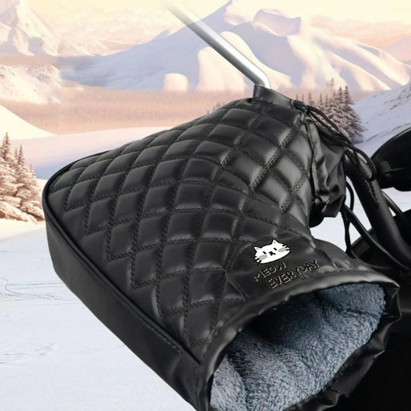 Motorcycle Handlebar Cover Winter Waterproof Hand Muffs Windproof Handlebar Fingerless Gloves for Cold Weather Riding for Biking