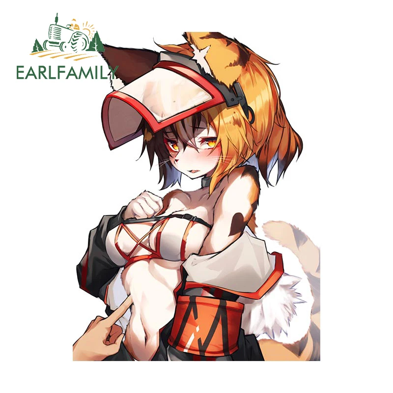 

EARLFAMILY 13 см x 9,8 см для пушистых привлекательных девушек, автомобильные наклейки, виниловые зеркальные наклейки с окклюзией, для ноутбука, фургона, холодильника, RV