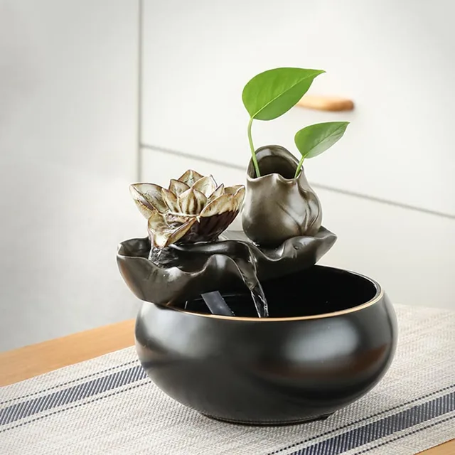 Zen Vintage Kerámia Beltéri Kis Víz Szökőkút Kínai Nappali Iroda Szerencsés Feng Shui Otthoni Dekoráció Táj Szökőkutak - Image 6