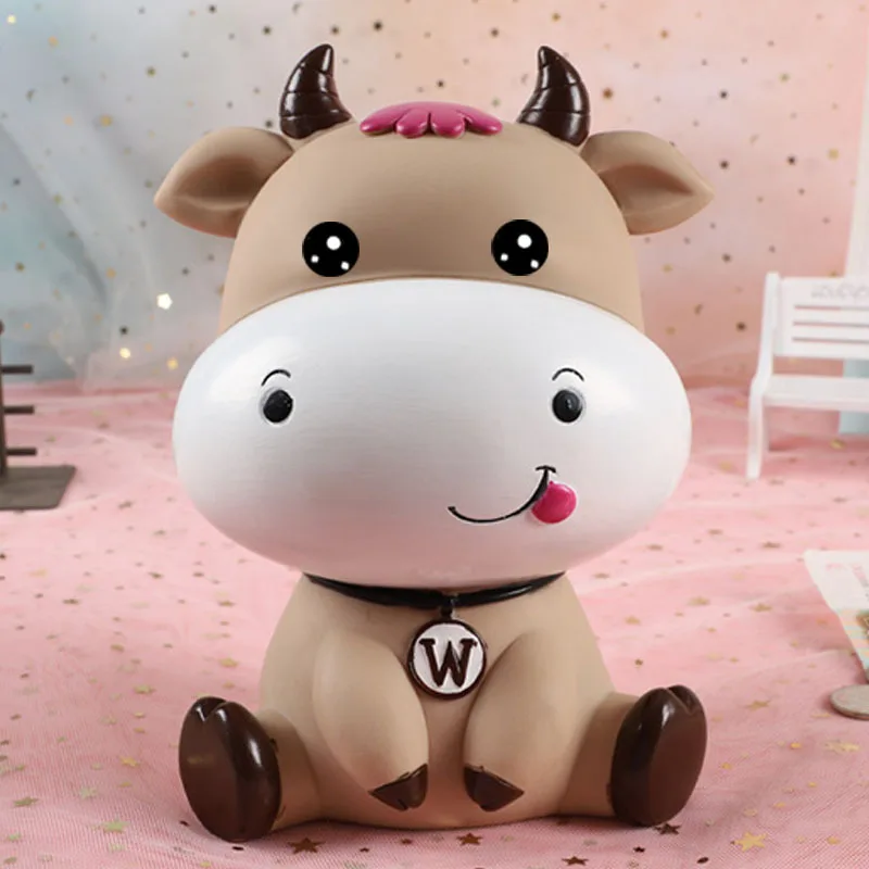 Cartoon Cow Piggy Bank Large Paper Money Boxes Coins Safe Savings Box High Capacity Money Bank Child Toys Kids Birthday Gifts