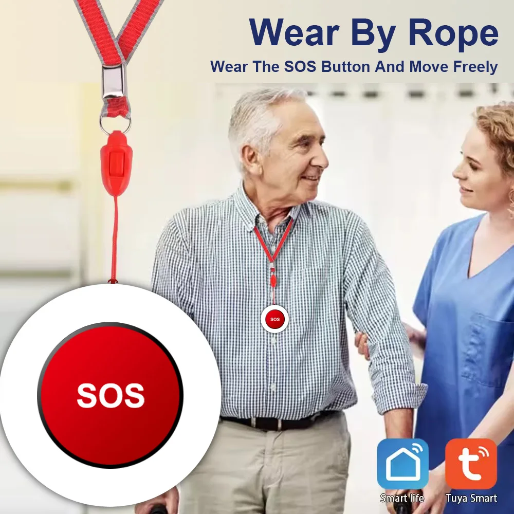Tuya Wifi Smart SOS Emergency Button SOS Panic Call Button Personal Alarm For Elderly Seniors Patient Disabled Handicapped Kids