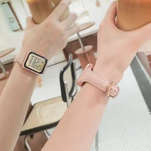 

Genuine Leather Band for Apple Watch 44MM 40MM 42MM 41 45 38MM Strap on iWatch Bracelet Series SE 7 6 5 43 Watchband Accessories