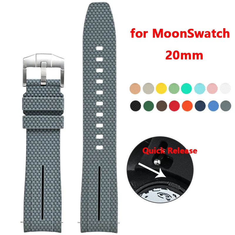 Curved End Silicone Quick Release Watch Band - 20mm Rubber Strap