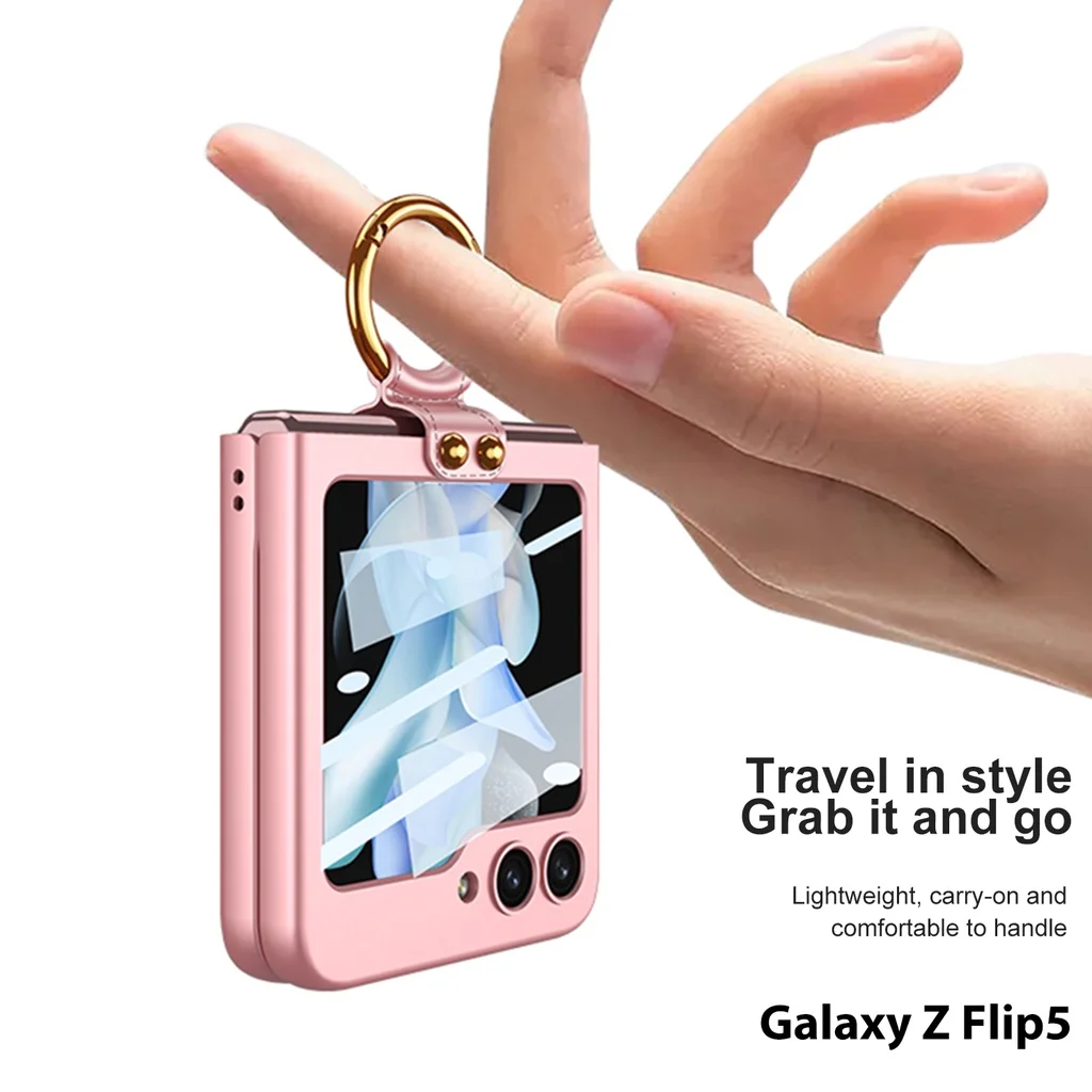 Flip5 Folding Case for Samsung Galaxy Z Flip 5 5G Flip5 Zflip5 2023 Finger Ring Ultra Thin Phone Cover Shell Shockproof