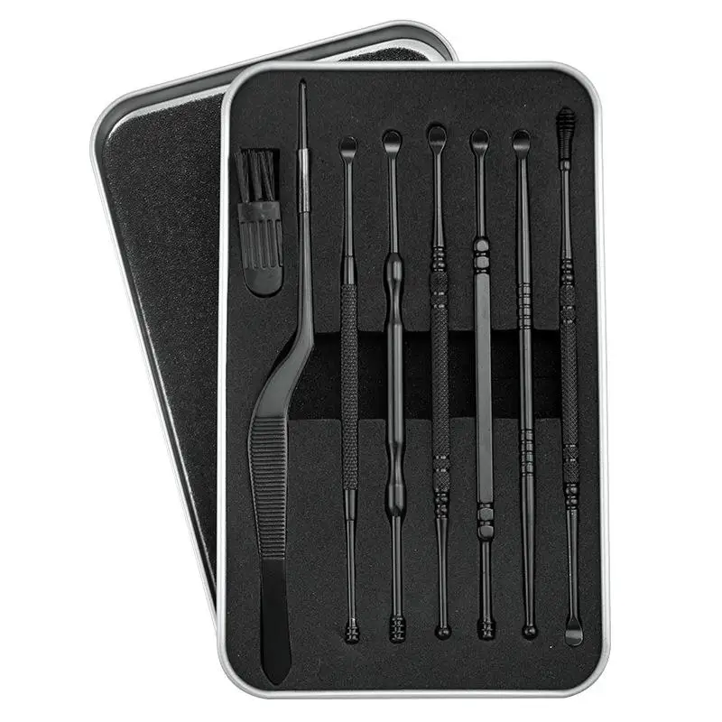「7Pcs Stainless Steel Pick Spoon Wax Cleaner Removal Curette Ear Earwax Remover Cleaning Selection Care Tools」_voghion.com
