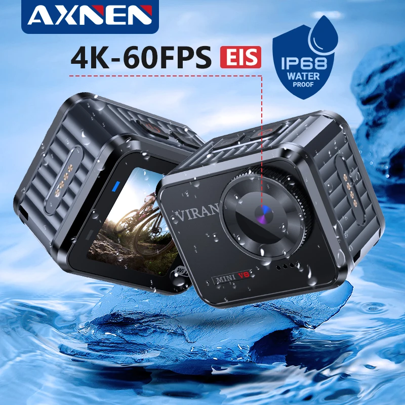 AXNEN Mini V8 Action Camera 4K60FPS EIS Video WiFi Underwater 10M