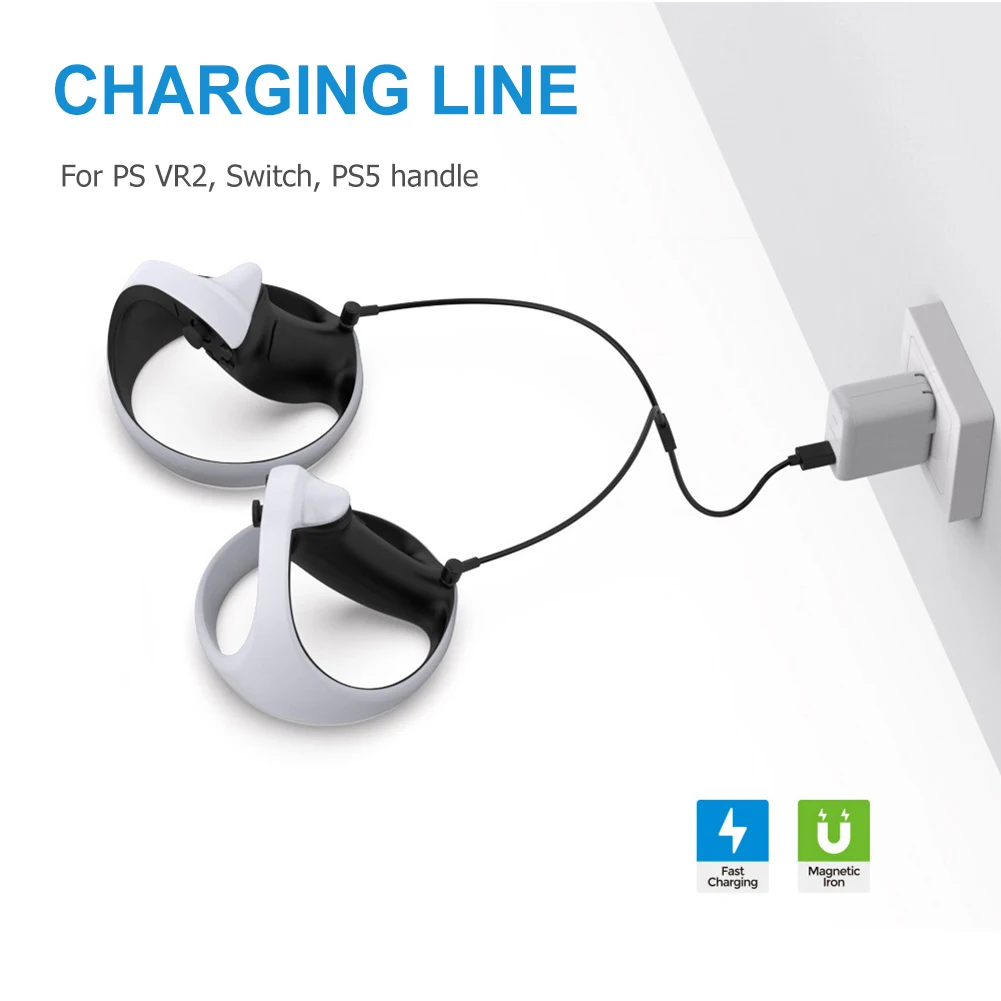 마그네틱 USB Type-C 게임 핸들 충전기 라인 2-in-1 다목적 핸들 충전 케이블 플러그 앤 플레이 PS VR2용 공간 절약