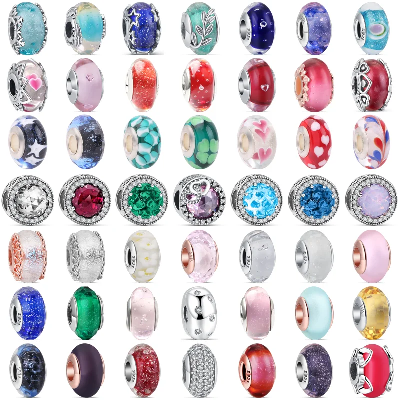 

Hot New Authentic 925 Sterling Silver Star Flower Leaf Heart Feather Zircon Beads Fit Original Pandora Charm Women Jewelry Gifts