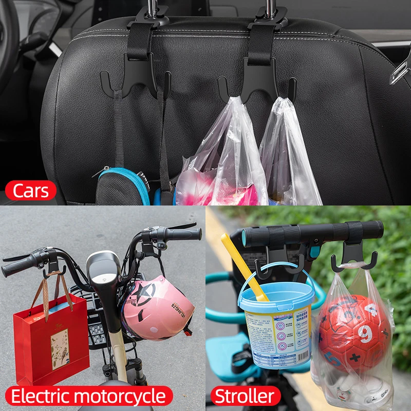 Car Seat Headrest Hook 2 Pcs Universal Car Purse Hook Multifunctional Bracket Storage Hanger Car Interior Accessories