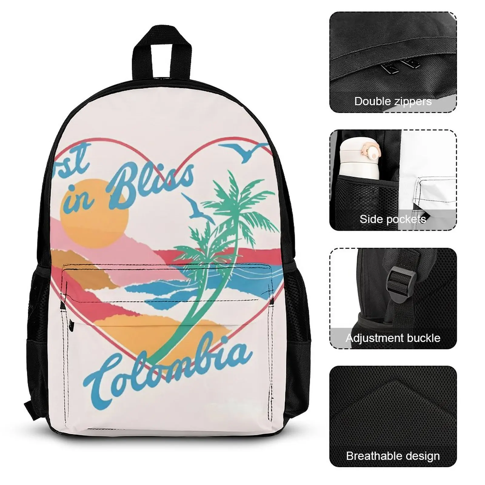 2023 New Multi Pocket Backpack with Lunch Bag 3D Printed Rucksack Casual School Bags for Women Student Teenagers Sets