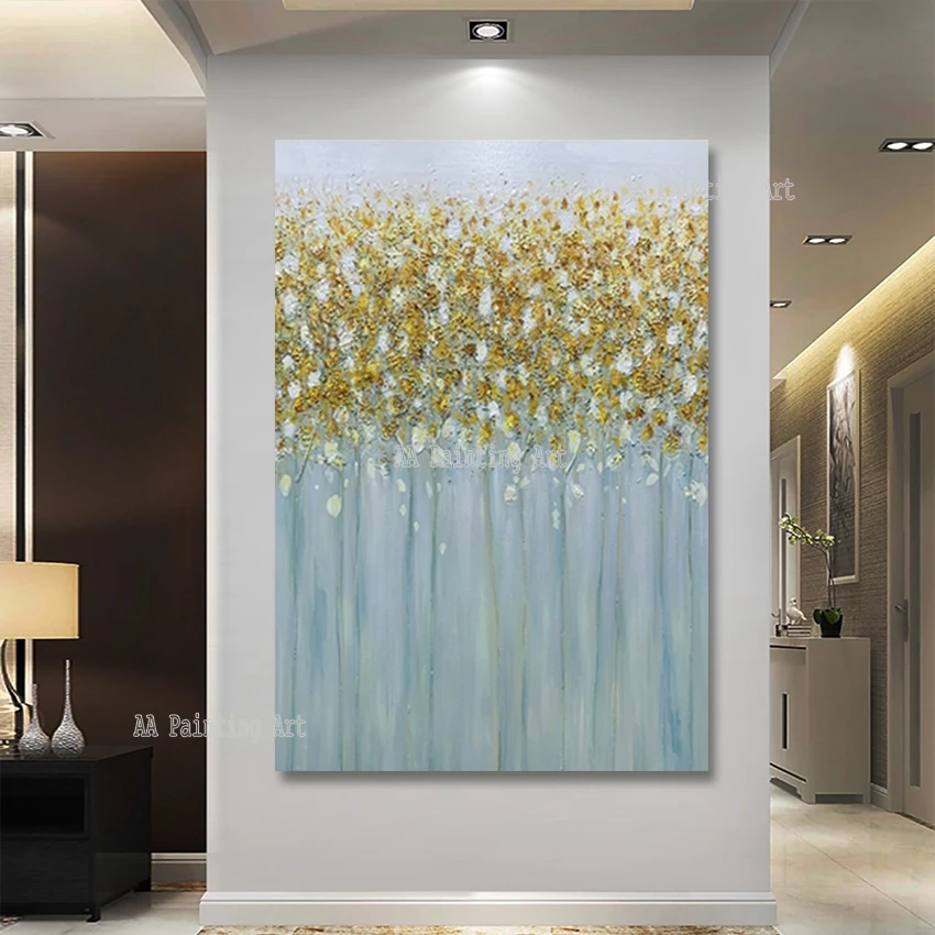 

Golden Acrylic Textured Acrylic Canvas Wall Decor Modern Oil Painting Art Hand Painted Unframed Home Decoration Pieces Artwork