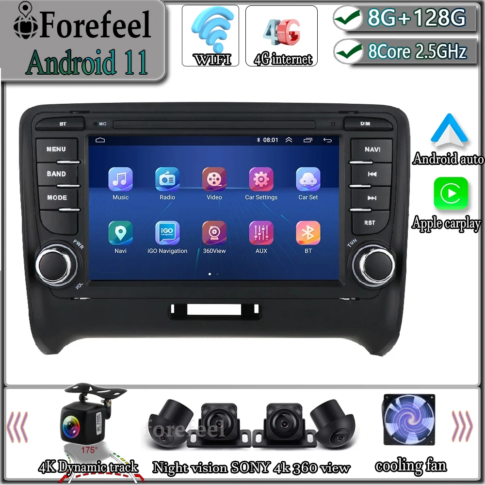 4G+64G] 8-Core Android 12 Autoradio pour Audi TT MK2 2006-2014 GPS