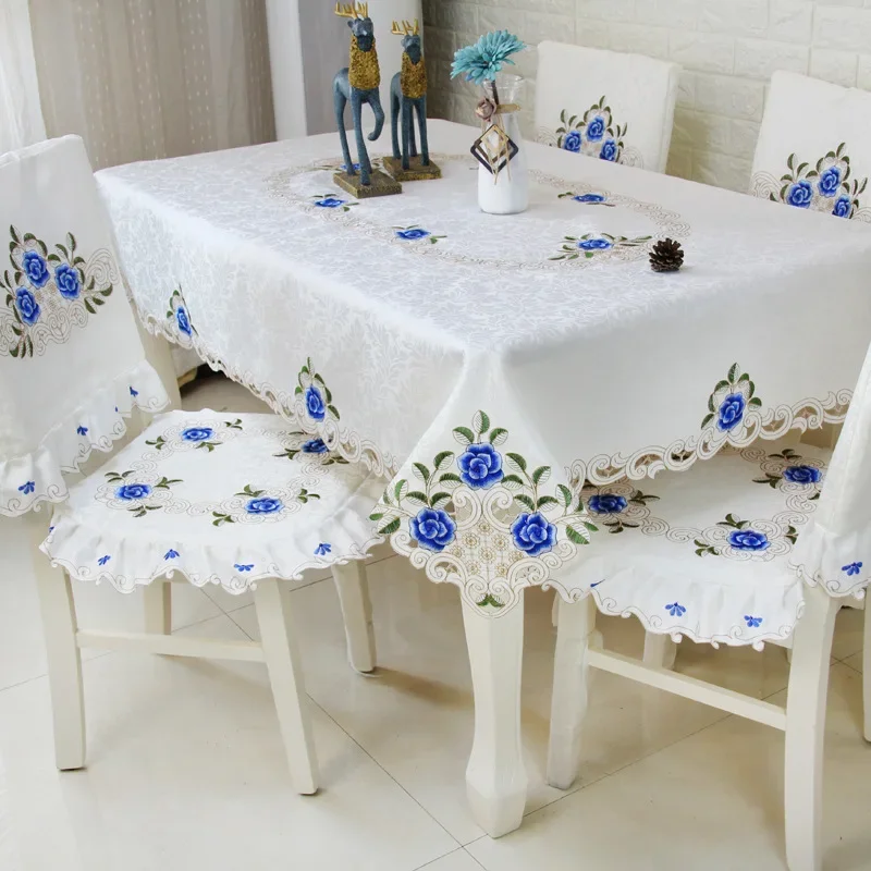 

Table Cloth Rectangle Luxury Embroidery Lace Dining Table Cover Flower Elegant TableCloth Towels Tables Chair Home Decoration