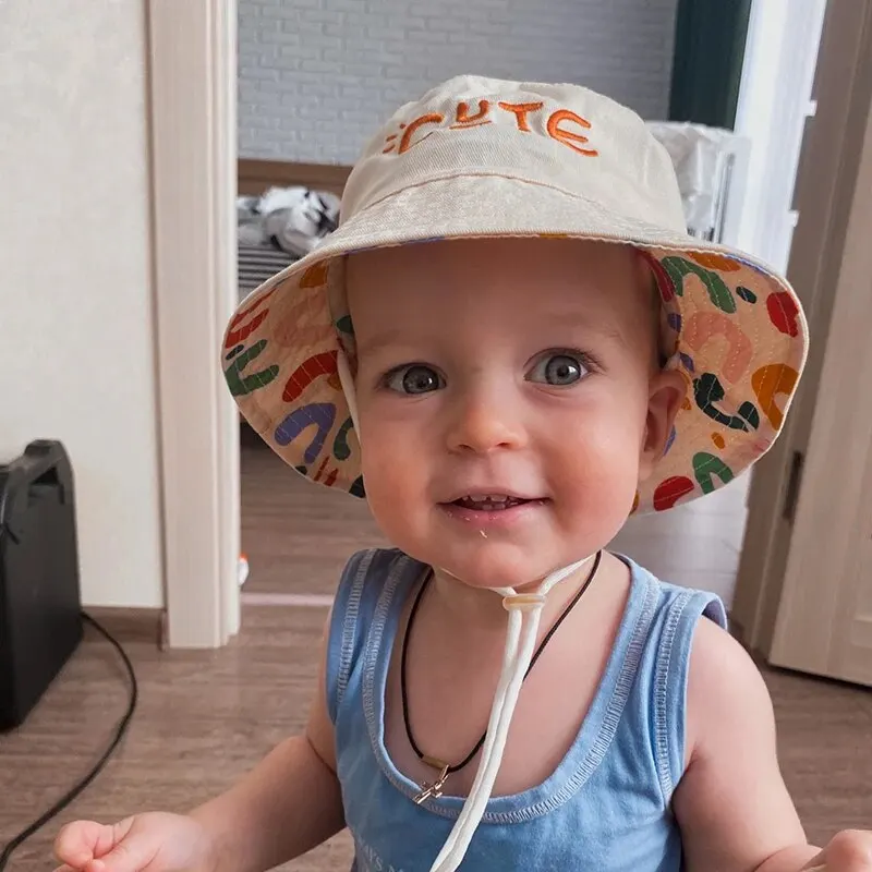 Double-Sided Baby Bucket Hat - Embroidered Fisherman Cap for Boys  Girls
