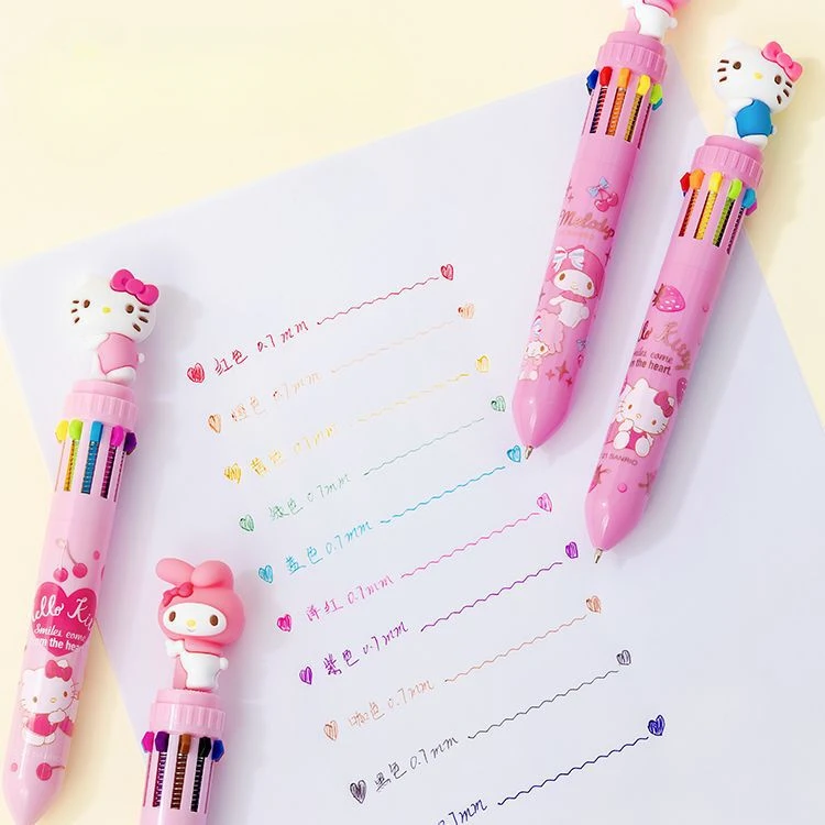 2X 4in1 Hello Kitty Pens Multi Color Blue Green Red Black Ink Gift Sanrio  MELODY