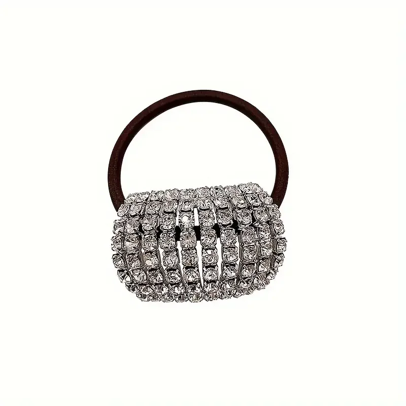 Sparkling rhinestone decoration hair ring elastic headband ponytail holder retro fashion hair clip for women and daily use 5