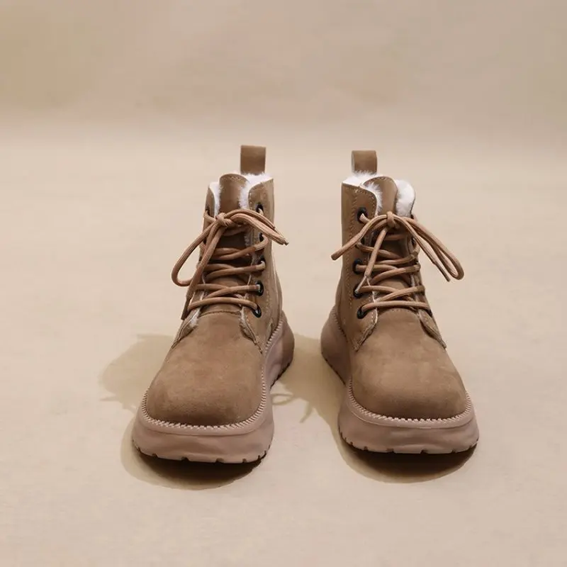 NEW Fashion Comfort Women's Autumn and Winter New Girls' Short Boots Plus Size 40 Leather Shoes Fleece-lined Thickened Fashion