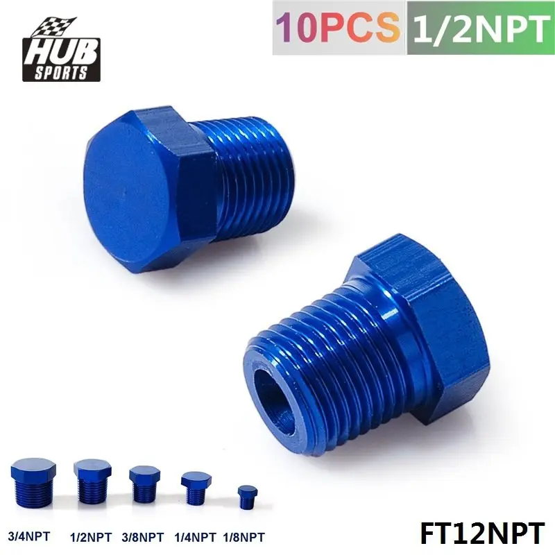 

Oil Water Fitting 1/2" NPT Forged Carbon Aluminum Hex Head Plud Cap Threaded Blue HU-FT12NPT