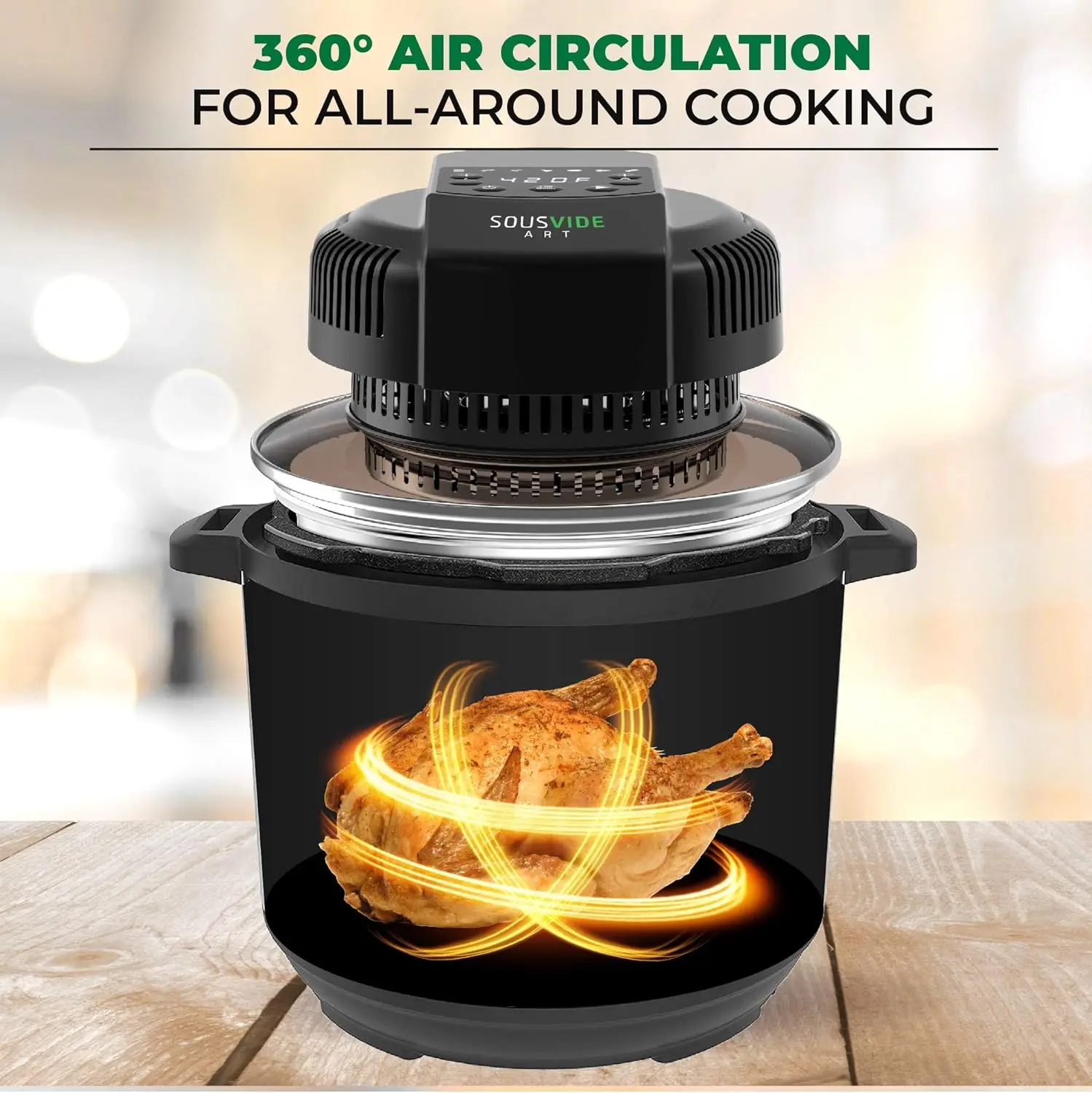 Art 7-in-1 Instant Pot Air Fryer Lid 8 qt, Instant Pot Pressure Cooker Attachment - Fryer Lid - Instapot Accessory - Ai 3