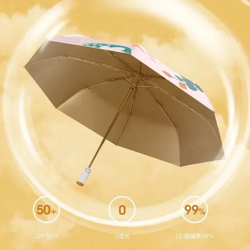Cute Cartoon Automatic Parasol Folding Umbrella Male Women Printed Umbrella Lightweight Rain Gear