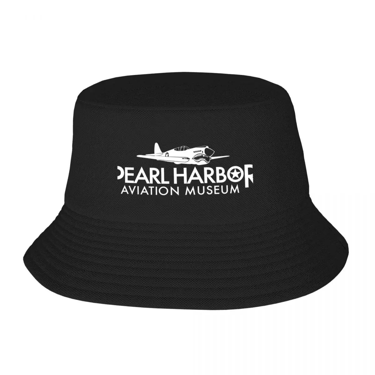 

New Pearl Harbor Aviation Museum Logo - Stacked - Dark Backgrounds Bucket Hat Military Cap Man Cosplay Hat Male Women's
