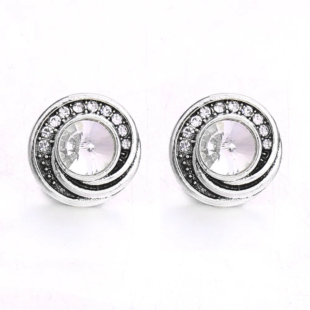 20pcs 12mm Snap Buttons Jewelry Round Metal Rhinestone Flower Mini 12mm Snap Buttons Bracelets Necklaces