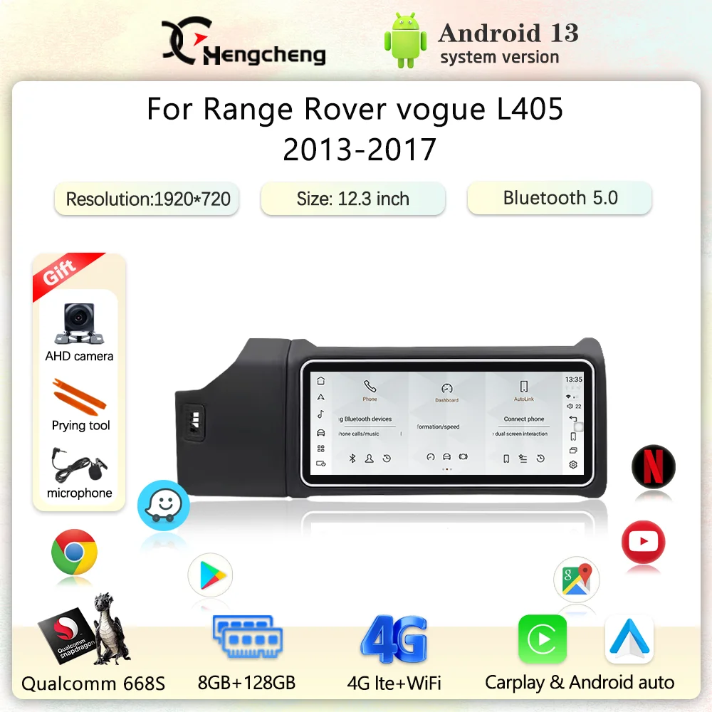 

Автомобильный мультимедийный видеоплеер Android 13, 12,3 дюйма, для Land Rover Vogue L405 2013-2017, GPS-навигация, радио, 8 ядер, Carplay, стерео, 4G 360