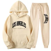 LOS ANGELES GALIFURHIA hommes/femmes costumes de sport mode survêtement à capuche + pantalon deux pièces ensembles course pulls décontractés Sweatpa 3