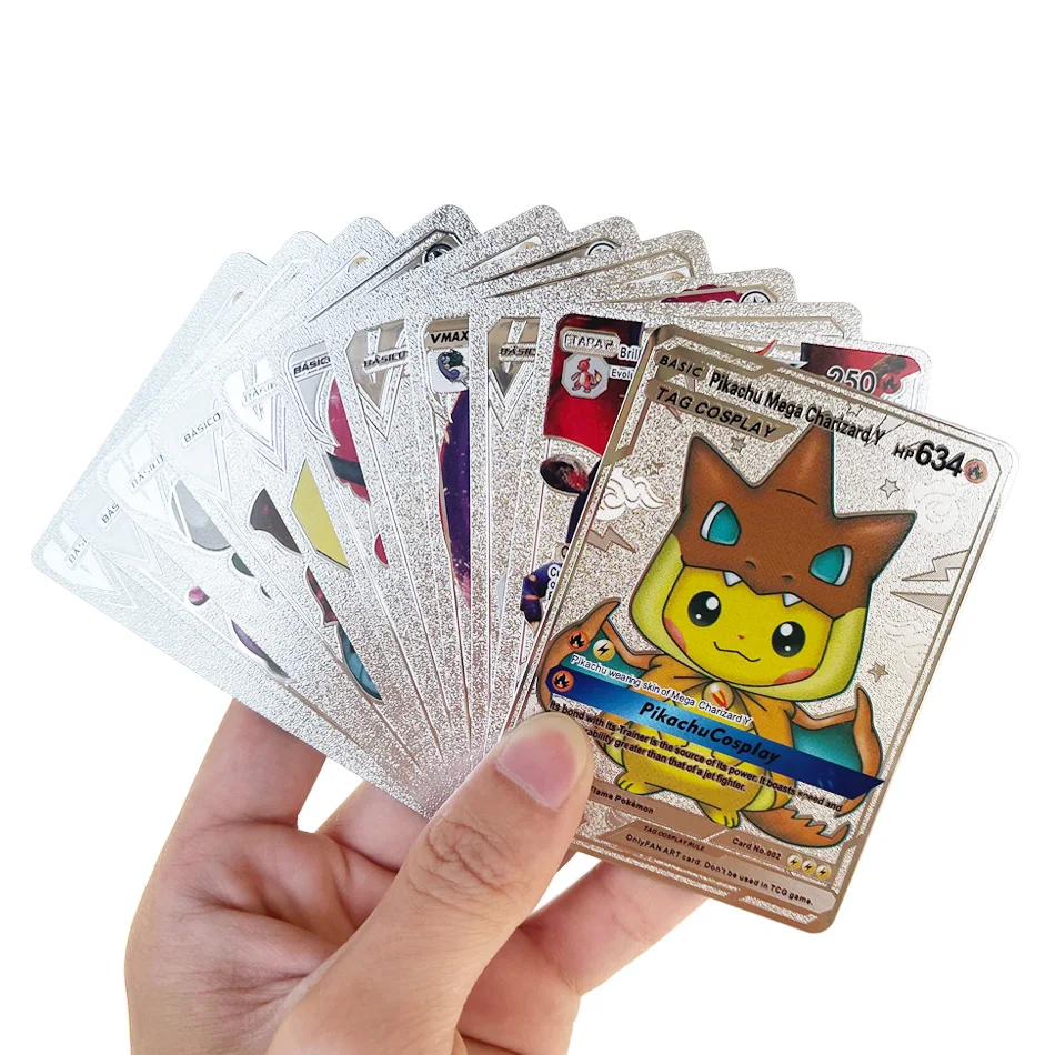 10-55 Pçs/Conjunto Cartão De Energia De Metal Ouro Vmax GX Charizard  Pikachu Pokemon Coleção Rara Batalha De Treinamento De Brinquedos Para  Crianças Presente - Escorrega o Preço