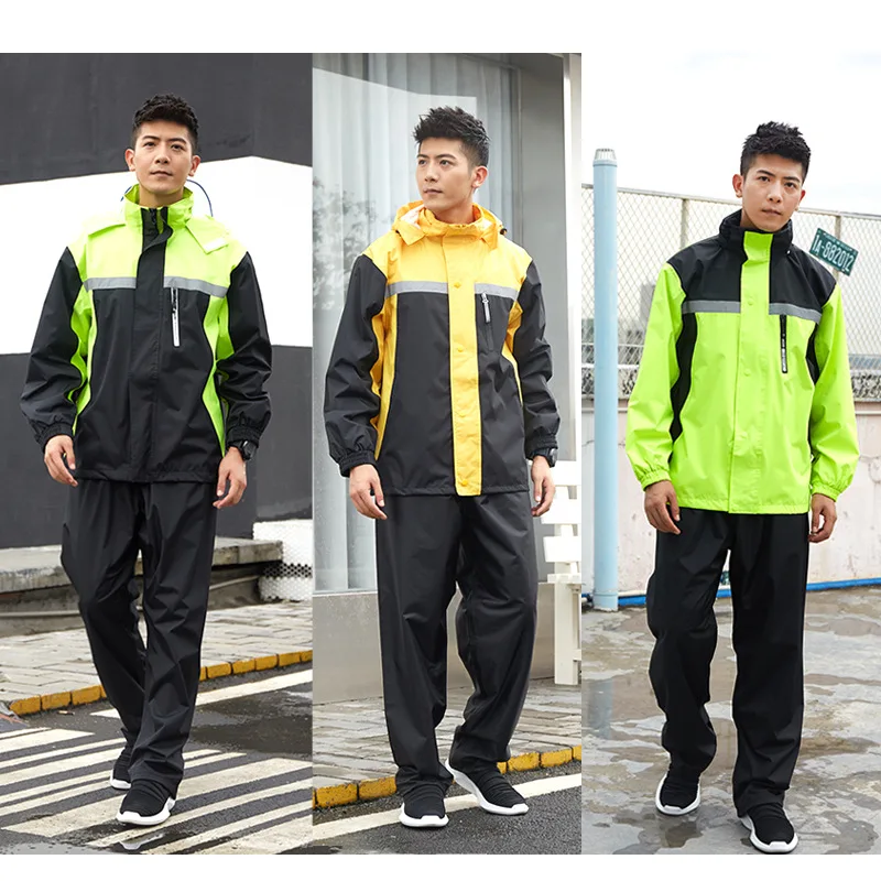 

Fashion Thickened Split Rainwear Color Matching Sports Rainsuit Men's Waterproof Riding Motorcycle Raincoat