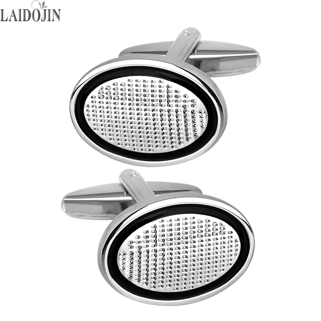 

LAIDOJIN Oval Black Dropped Oil Cufflinks For Mens French Shirt Business Gift Jewelry Cuff Buttons High Quality Coper Cuff Links