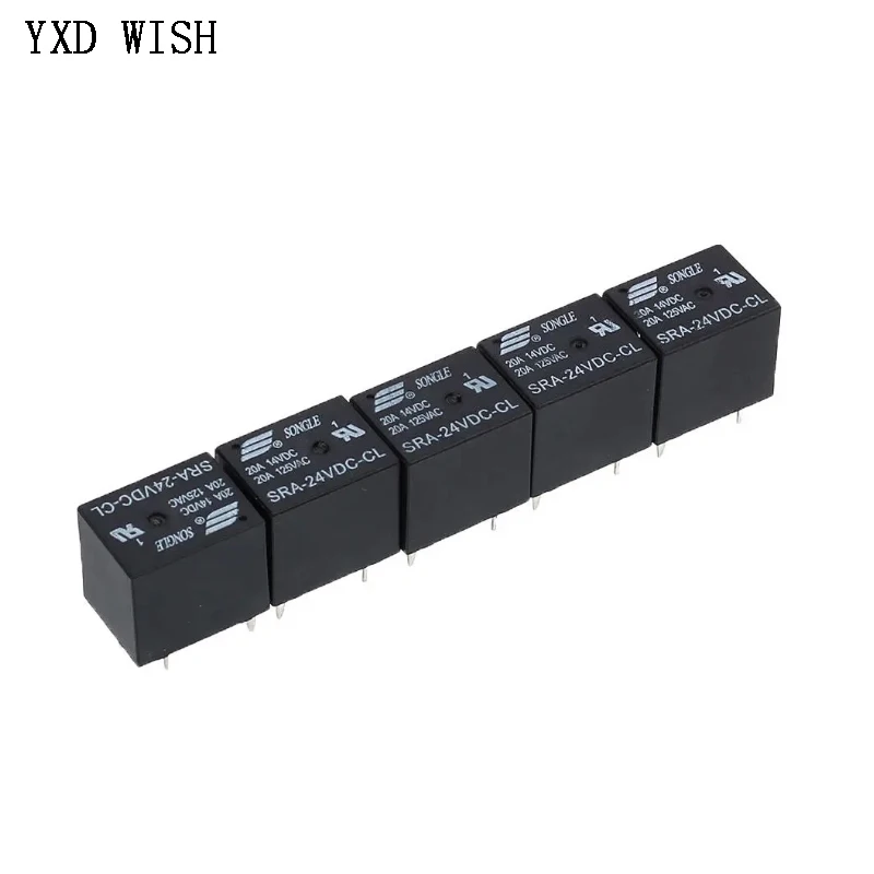 rele de alimentacao sra 05vdc 12vdc 24vdc cl 20a 5pin reles 03